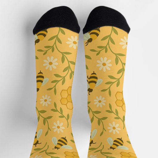 Honeybee & Daisy Pattern – Golden Garden Socks Sokken (Top)