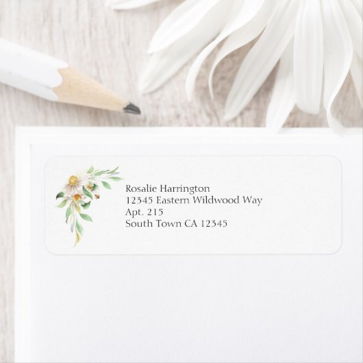  Honeybee Daisy Waterverf Floral Etiket (Insitu)