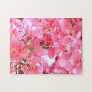 Honeybee en Colorful Pink Crabapple Blossom Legpuzzel