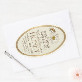 Honeybee en Daisy 16 oz Queenline Jar Gold Honey Ovale Sticker (Envelop)