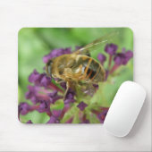 Honeybee en Purple Flowers Mousepad Muismat (Met muis)