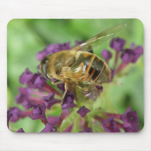 Honeybee en Purple Flowers Mousepad Muismat (Voorkant)