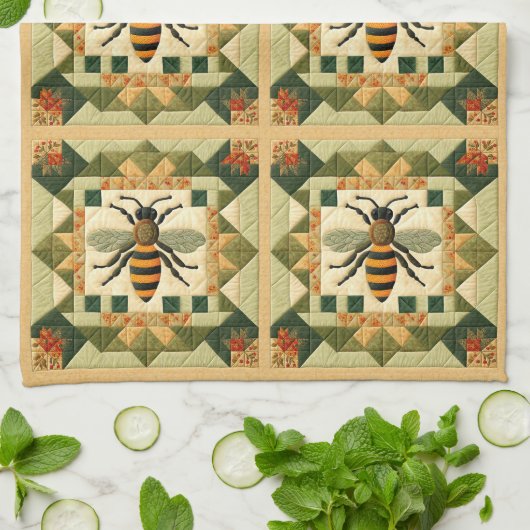 Honeybee Faux Quilt Theedoek (Gevouwen)