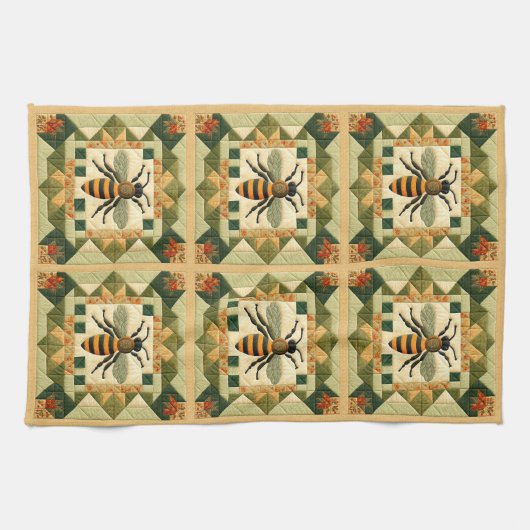 Honeybee Faux Quilt Theedoek (Horizontaal)