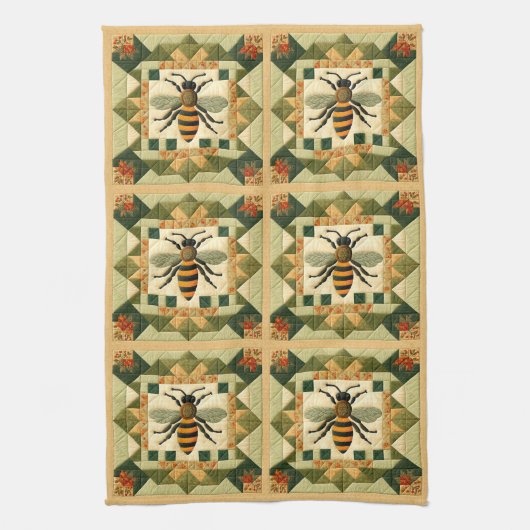 Honeybee Faux Quilt Theedoek (Verticaal)