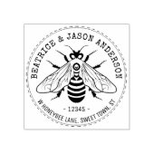 Honeybee Honey Bee Familienaam Retouradres Rubberstempel (Afrduk)