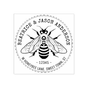 Honeybee Honey Bee Familienaam Retouradres Rubberstempel
