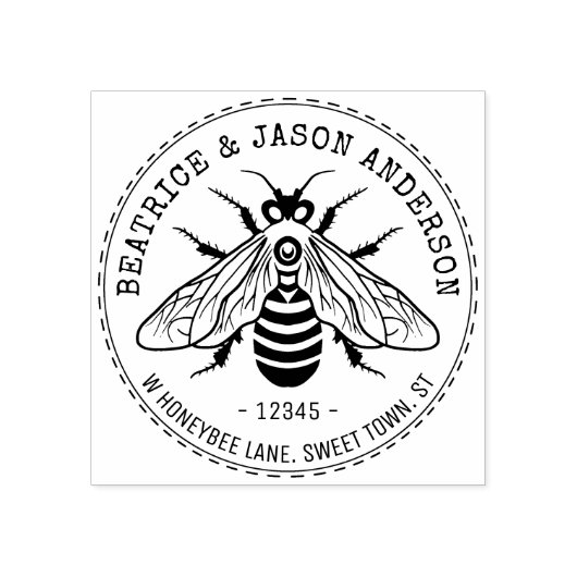 Honeybee Honey Bee Familienaam Retouradres Rubberstempel (Afrduk)