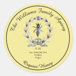 Honeybee Honey Jar Apiary Label | Biologische honi