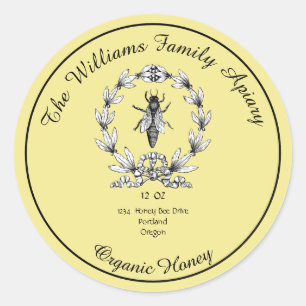 Honeybee Honey Jar Apiary Label   Biologische honi