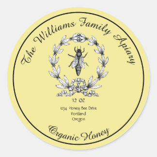 Honeybee Honey Jar Apiary Label | Biologische honi