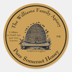 Honeybee Honey Jar Apiary Label   Engelse honing