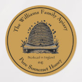 Honeybee Honey Jar Apiary Label | Engelse honing (Design 2)