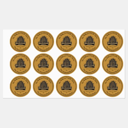 Honeybee Honey Jar Apiary Label | Engelse honing (Vel)