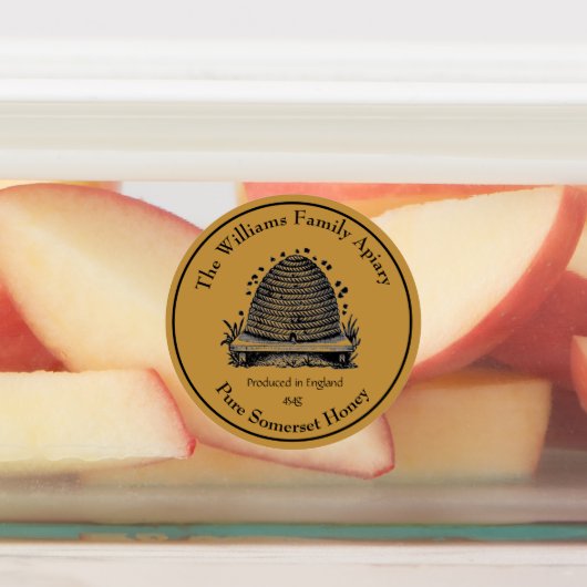 Honeybee Honey Jar Apiary Label | Engelse honing (Aangebracht)