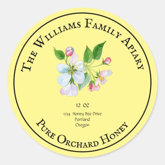 Honeybee Honey Jar Apiary Label | Honing van Orcha (Voorkant)
