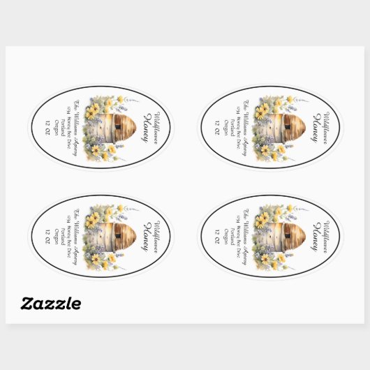 Honeybee Honey Jar Apiary Label | Wildbloemhoning (Vel)