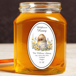 Honeybee Honey Jar Apiary Label   Wildbloemhoning