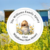 Honeybee Honey Jar Apiary Label Wildflower Honing