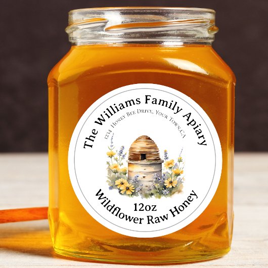 Honeybee Honey Jar Apiary Label Wildflower Honing