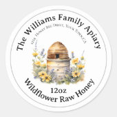 Honeybee Honey Jar Apiary Label Wildflower Honing (Voorkant)