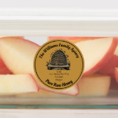 Honeybee Honey Jar Apiary Label | Zuivere rauwe ho (Aangebracht)