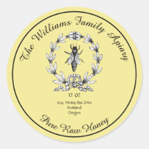 Honeybee Honey Jar Apiary Label | Zuivere rauwe ho