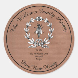 Honeybee Honey Jar Apiary Label | Zuivere rauwe ho