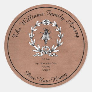 Honeybee Honey Jar Apiary Label   Zuivere rauwe ho