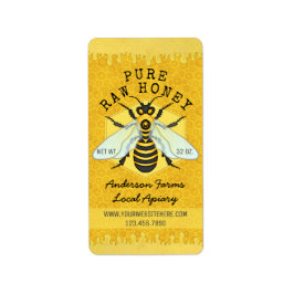 Honeybee Honey Jar Apiary Labels | Honeycomb Bee