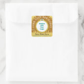 Honeybee Honey Jar Apiary Logo | Honeycomb Bee V2 Vierkante Sticker (Tas)