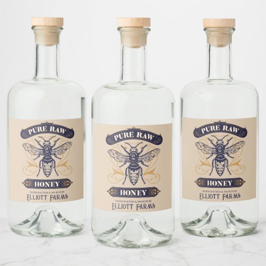 Honeybee Honey Jar Labels Honeycomb Bee Likeurfles Etiket (Flessen)