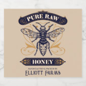 Honeybee Honey Jar Labels Honeycomb Bee Likeurfles Etiket (Enkel label)