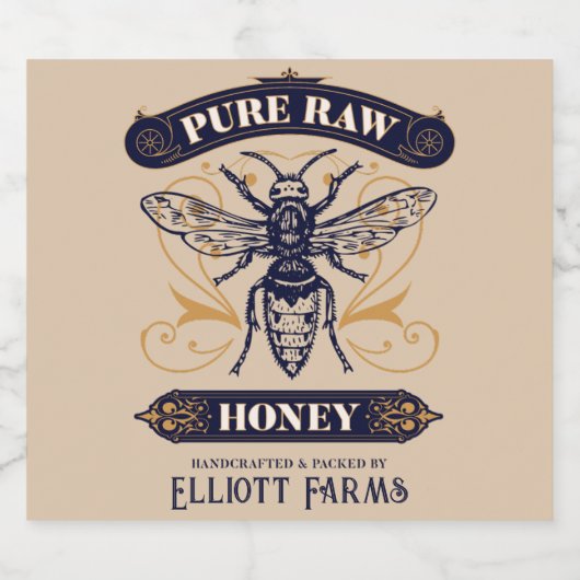 Honeybee Honey Jar Labels Honeycomb Bee Likeurfles Etiket (Enkel label)