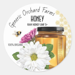 Honeybee Honey Jar Ronde Sticker