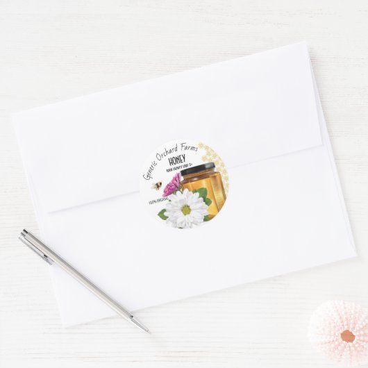 Honeybee Honey Jar Ronde Sticker (Envelop)