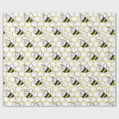 Honeybee Honeycomb Black Yellow White Pattern Cadeaupapier (Vlak)