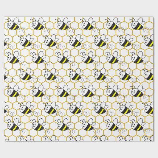 Honeybee Honeycomb Black Yellow White Pattern  Cadeaupapier (Vlak)