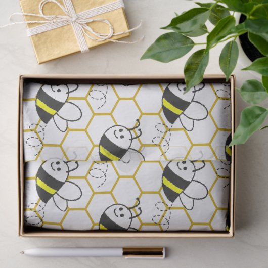Honeybee Honeycomb Black Yellow White Pattern Tissuepapier (Geschenk)