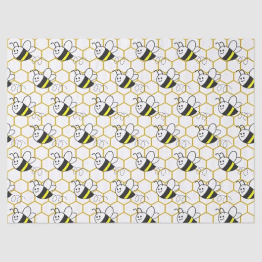Honeybee Honeycomb Black Yellow White Pattern Tissuepapier (Voorkant)
