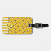 Honeybee Honeycomb Bumble Bee Monogram Patroon Bagagelabel (Voorkant horizontaal)