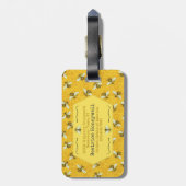 Honeybee Honeycomb Bumble Bee Monogram Patroon Bagagelabel (Achterkant verticaal)