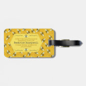 Honeybee Honeycomb Bumble Bee Monogram Patroon Bagagelabel (Achterkant horizontaal)