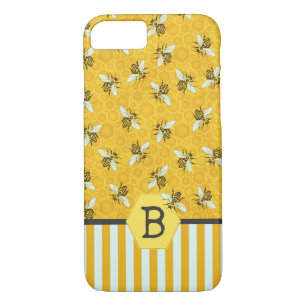 Honeybee Honeycomb Bumble Bee Monogram Patroon Case-Mate iPhone Case
