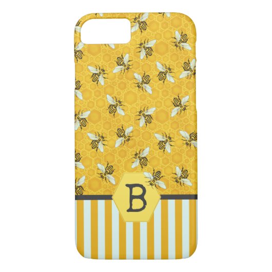 Honeybee Honeycomb Bumble Bee Monogram Patroon Case-Mate iPhone Case (Achterkant)