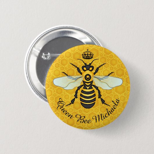 Honeybee Honeycomb Bumble Bee Queen | Aangepaste n Ronde Button 5,7 Cm (Voorkant /achterkant)