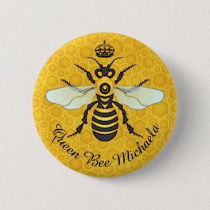 Honeybee Honeycomb Bumble Bee Queen   Aangepaste n Ronde Button 5,7 Cm