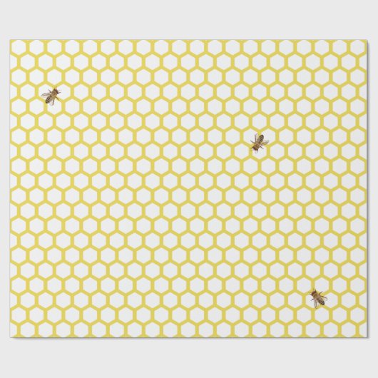 Honeybee Honeycomb Design Wrapping paper met bijen Cadeaupapier (Vlak)