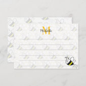 Honeybee Honeycomb Drawing Custom Lined Monogram Notitiekaartje (Voorkant / Achterkant)