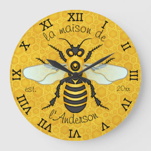 Honeybee Honeycomb Franse bijenfamilie Elegant Grote Klok